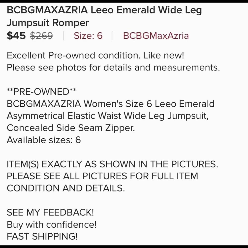 BCBGMaxAzria Teal One-Shoulder Jumpsuit - Picture 3 of 3